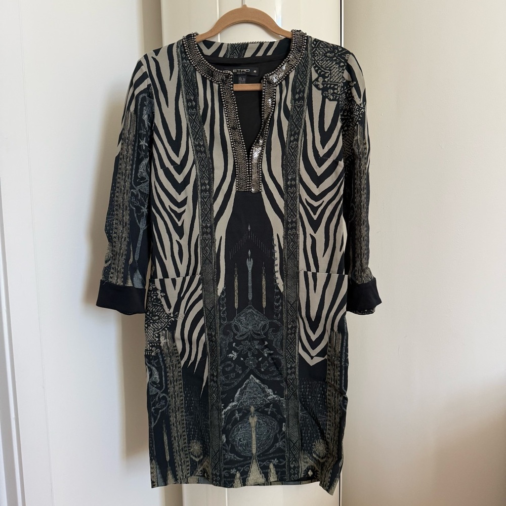 Etro Black and Silver Embellished Top
